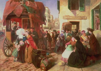 Die Abfahrt einer Diligence aus Biarritz, 1862